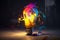 Lightbulb eureka moment with Impactful and inspiring artistic colourful explosion of paint energy. Generative ai