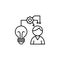 Lightbulb gear man innovation icon. Simple line, outline vector of artificial Intelligence icons for ui and ux, website
