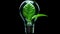 lightbulb with green leaves, green energy and environmental concept