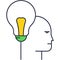 Lightbulb in head icon inspiration isolated vector