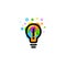 Lightbulb icon. Creative idea logo design concept. Bright colorful circles, bubbles vector art. Solution for inspiration