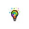 Lightbulb icon. Creative idea logo design concept. Bright colorful circles, bubbles vector art. Solution for inspiration