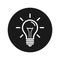 Lightbulb icon flat black round button vector illustration