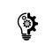 Lightbulb icon. Light bulb with cog symbol