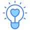 Lightbulb, idea Love Icon, simple design blue line