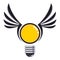 Lightbulb innovation logo with wings vector icon graphic illustration