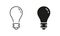Lightbulb Low Energy Electricity Line and Silhouette Icon Set. Light Bulb Electric Energy Pictogram. Innovation