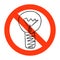 Lightbulb in prohibition sign, no electricity symbol. Power outage or blackout, forbidding symbol.Lamp doodle sketch style.