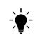 Lightbulb with rays glowing flat glyph icon.