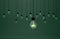 Lightbulbs on green background,