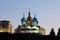 Lighted building of the Annunciation Cathedral in Kazan Kremlin Russia in the evening