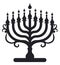 Lighted candelabra like Chanukiah with vines in the sides, Vector illustration