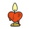 Lighted candle in the shape of a heart on a candlestick color variation for coloring page on white