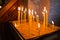 Lighted candles in Christian church in Nazareth