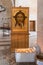 Lighted candles in front of the icon Jesus Christ in the central hall in Tabgha - Catholic Church Multiplication of bread and fish