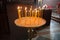 Lighted candles at the Holy Sepulchre on Mount Calvary, Jerusalem