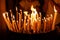 Lighted candles at the Holy Sepulchre on Mount Calvary, Jerusalem