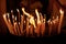 Lighted candles at the Holy Sepulchre on Mount Calvary, Jerusalem