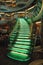 Lighted glass staircase in a cruise ship atrium