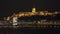 Lighted Szechenyi bridge and royal palace on Buda hill Budapest footage - Chain Bridge located in Hungarian capital of