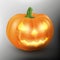 Lighten Jack O Lantern glowing halloween realistic smile face pumpkin with candle light inside. Scary expression. EPS 10