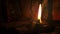 lighten metal lamp glowing flame in dark background