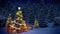 Lightened christmas trees and gift boxes