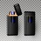 Lighter Vector. Cigarette Gas Lighter Tool. Burning. 3D Realistic Piezo Electric Lighter Icon. Illustration