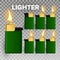 Lighter Vector. Fire Object Blank. 3D Realistic Lighter Icon. Hot Smoker. Metal. Illustration