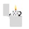 Lighter vector icon in flat style. bad habit. Grey gas lighter with a burning flame style. vector illustration