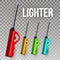 Lighter Vector. Ignite Item. Souvenir Gift. Burning. 3D Realistic Lighter Long Icon. Illustration