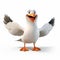 Lighthearted Cartoon Seagull With Big Wings - Maya Rendered Animation