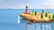 Lighthouse 3d animation, beacon art, low poly