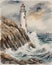 Lighthouse against Stormy Sea