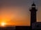 Lighthouse against the sunset, Porto, Portugal