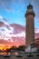The lighthouse of Alexandroupoli at sunset time.
