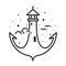 Lighthouse anchor coloring line art doodle illustrator