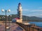 Lighthouse in the Baikal harbor. Located on the banks of the mouth of the Turka River