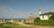 Lighthouse and Baltic sea in sunny summer day, Pape, Latvia