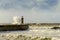 Lighthouse battered by huge waves on Portuguese Atlantic Ocean