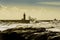 Lighthouse battered by huge waves on Portuguese Atlantic Ocean