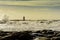 Lighthouse battered by huge waves on Portuguese Atlantic Ocean