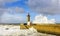 Lighthouse battered by huge waves on Portuguese Atlantic Ocean