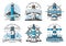 Lighthouse beacons icons signs for nautical club