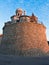 Lighthouse and bell tower of St.Stephen`s church at cape Madonna in Piran, Istria