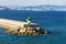 Lighthouse on a breakwater, Barcelona