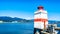 The Lighthouse at Brockton Point on the  Seawall pathway in Vancouver`s Stanley Park