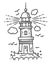 Lighthouse building on the rock. Vector illustration