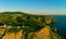 the lighthouse of cabo de sao vicente or cape st. vincent in the algarvian coastline, Sagres, Algarve, Portugal.