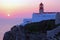 Lighthouse Cabo Vicente in Sagres Portugal at sunset